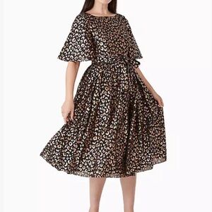 Kate Spade Black and Brown Midi A-Line Skirt